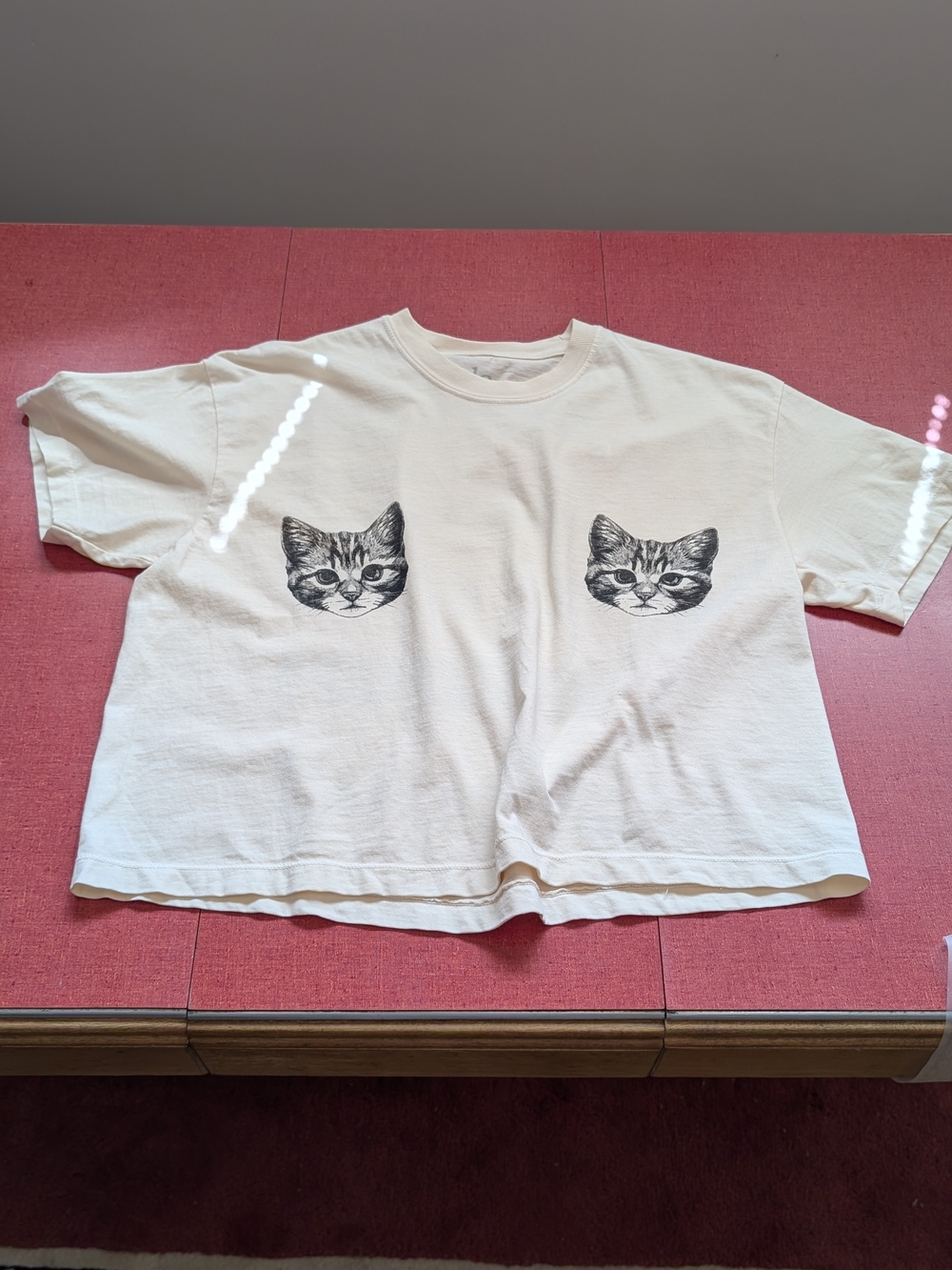 Dressed In LALA Show Me Your Kitties Relaxed Boxy Cropped Tee S/M 100% Cotton